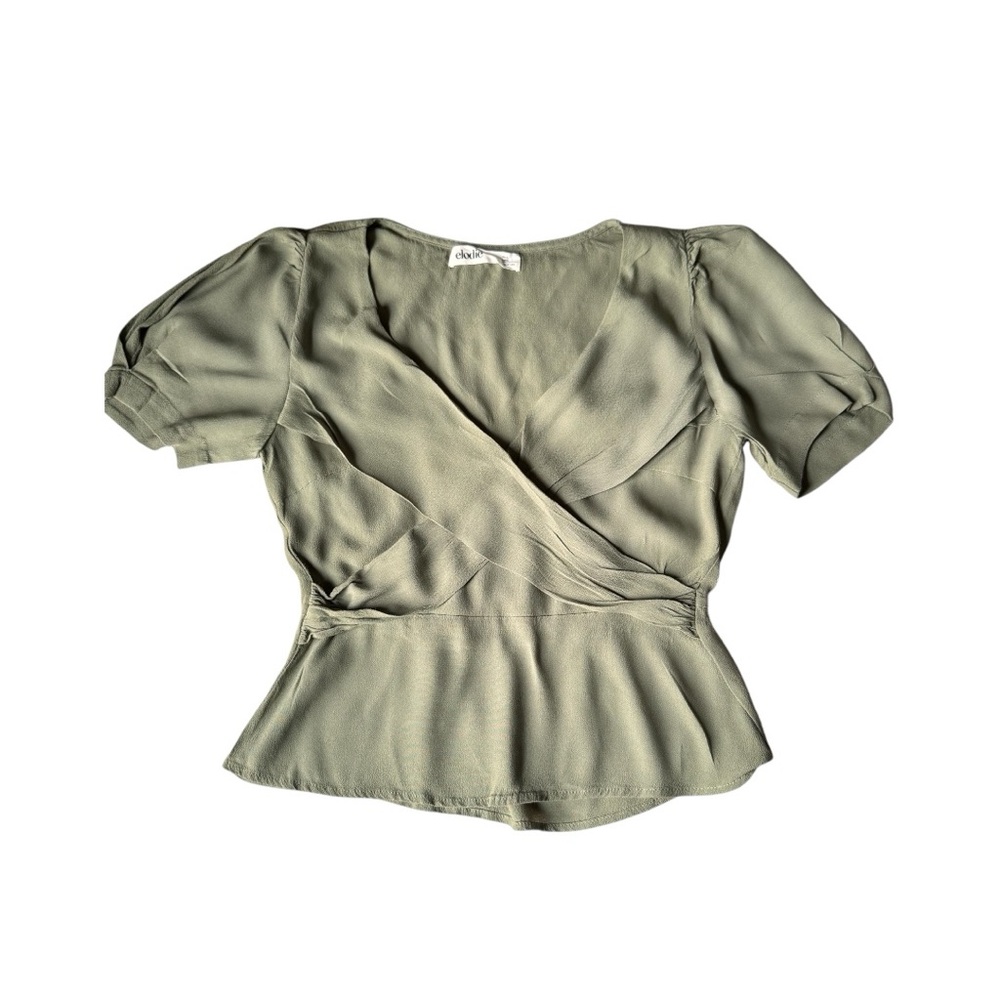 Elodie Olive Green Wrap Women’s Top Size XS